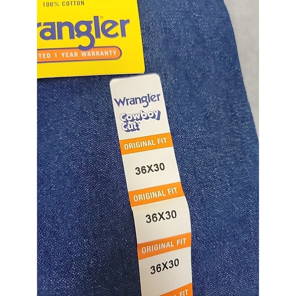 Wrangler Jeans Mens 36x30 Cowboy Cut Straight Blue Cotton‎ High Rise Rodeo NEW